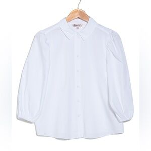 NWT Nanette Lepore Three-Quarter Puff Sleeve Poplin Shirt Size M